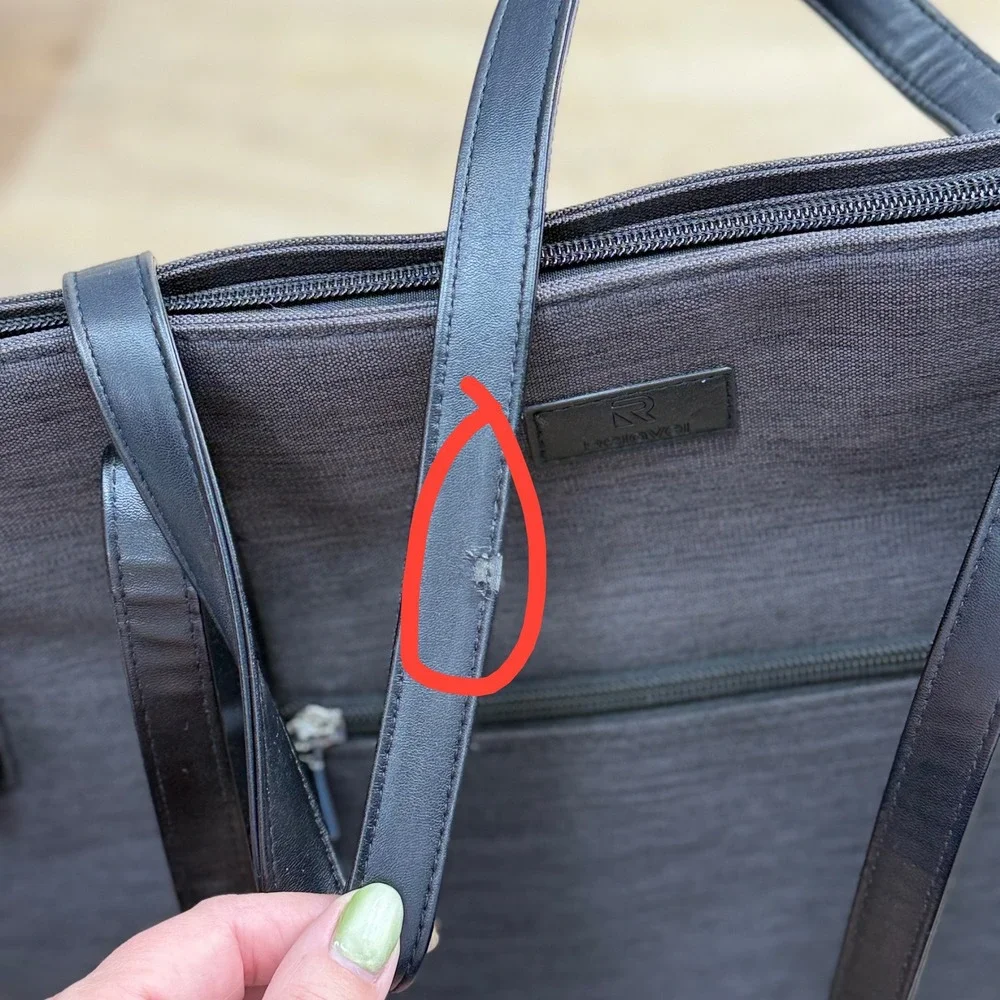 Relavel Laptop Tote Bag Womens Large Gray/Black Corporate Office USB GUC